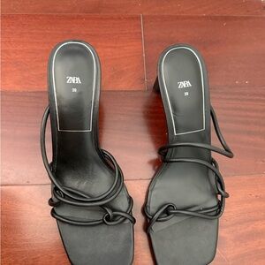 Zara Elegant Black Strappy Heels